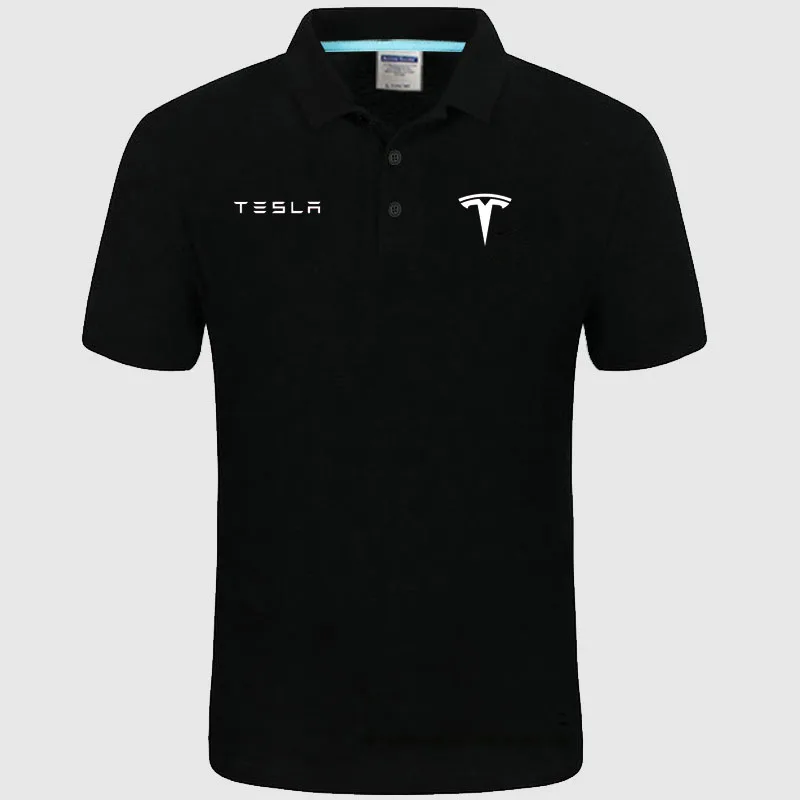 

2022 NEW High quality logo Tesla logo Polo classic brand Men Polo Shirt Men Casual solid Short Sleeve cotton polos