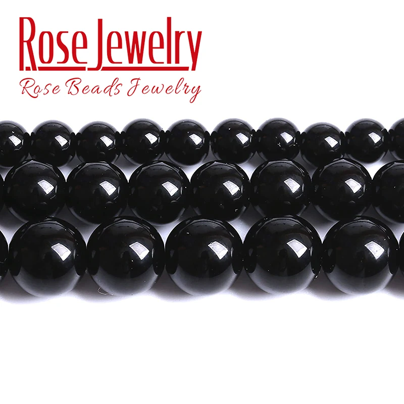 A+ Natural Black Agate Onyx Stone Beads For Jewelry Making Round Loose Beads Diy Charm Bracelet Accessories 4 6 8 10 12 14mm 15"