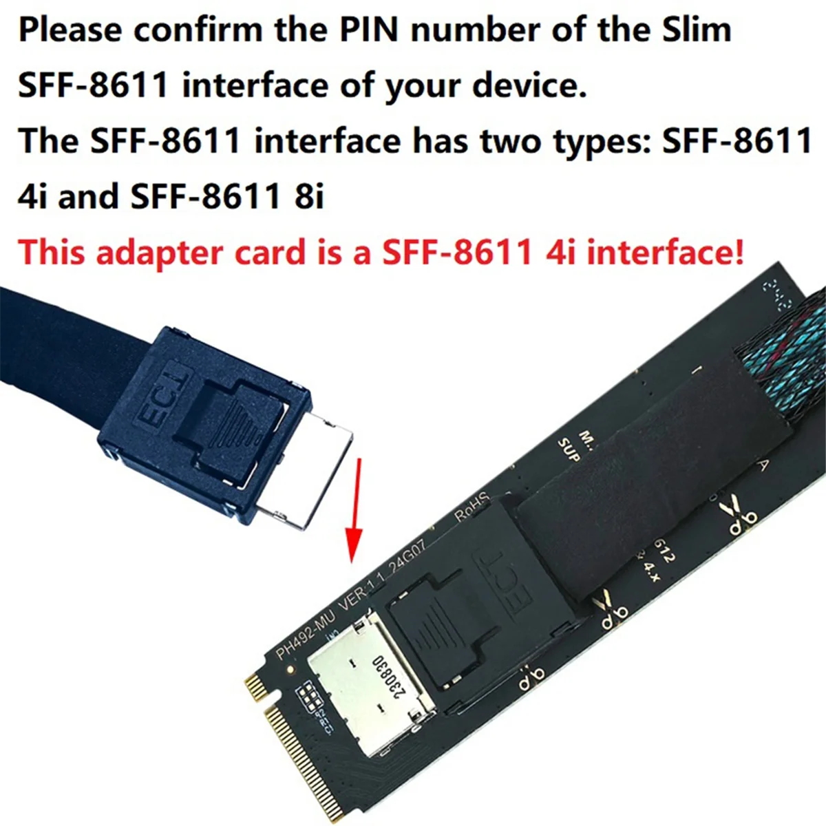 Адаптер M.2 NVMe PCIe к Oculink Female Dock SFF-8612 Mkey Nvme SFF-8611