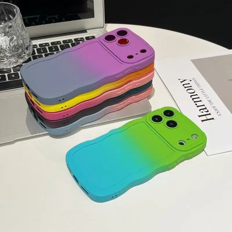Фото Чехол для телефона с градиентной жидкой силиконовой волной для iPhone 17 16E 16 15 14 13 12 11 17 Pro X XR XS Max 6 6S 7 8 Plus SE2 SE 2022 Cover №1