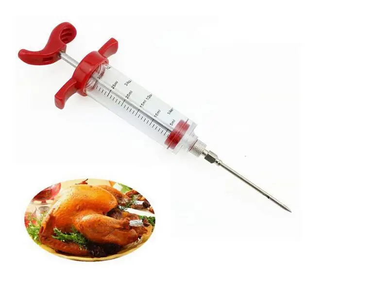 

JINGWAN Kitchen Cooking Syinge Accessories BBQ Meat Syringe Marinade Injector Turkey Chicken Meat Flavor Syringe Kitchen Tools