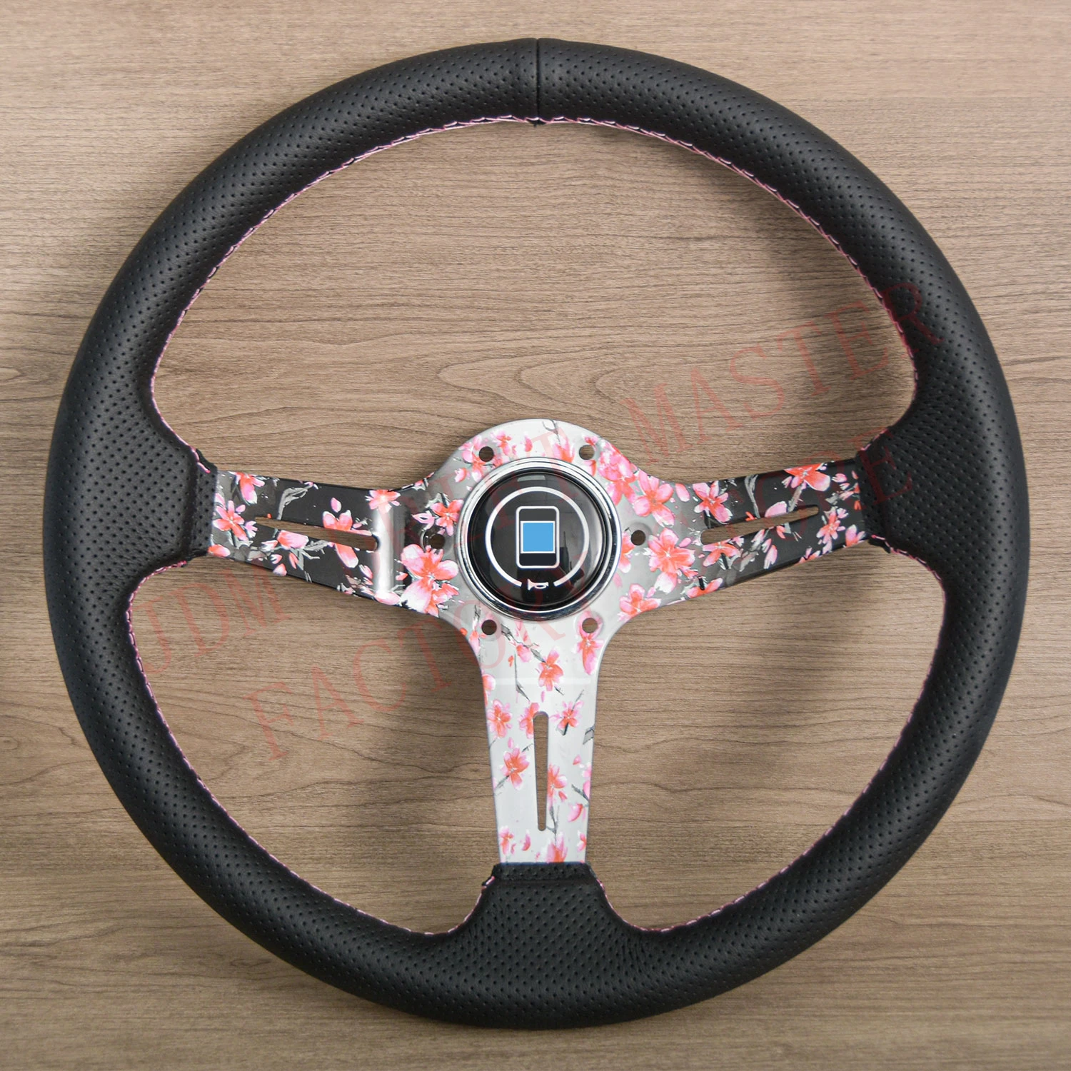 Универсальный 14-дюймовый перфорированный кожаный руль JDM Drift Flower Sim Racing