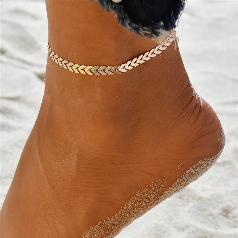 

Bohemian Arrow Anklet Bracelet for Women Punk Metal Chain Sequin Anklets Summer Beach Anklet Female Barefoot Leg Chain Jewelry