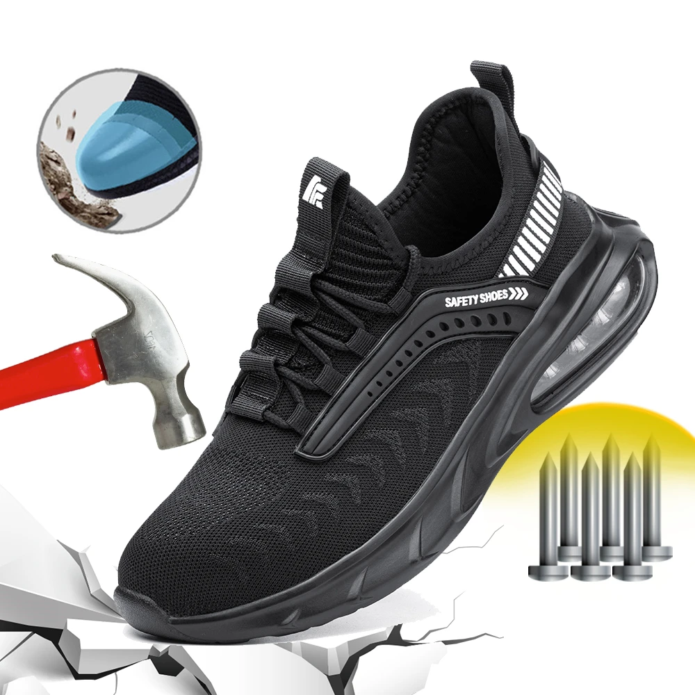 

Safety Shoes Men Work Safety Boots Steel Toe Kevlar Puncture Proof Air Cushion Walking Sneaker Fashion Work Shoes Men Boots 2022
