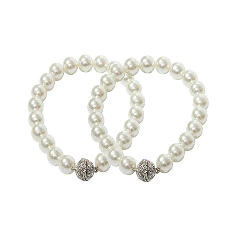 

2 Pcs Curtain Tie Back Buckles Curtain Rope Clips White ABS Pearl Drapery Magnetic Buckles Tieback Ring Holder