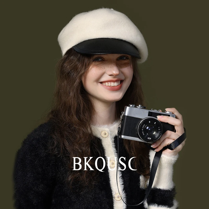 Женский винтажный берет в британском стиле зимняя теплая однотонная ретро