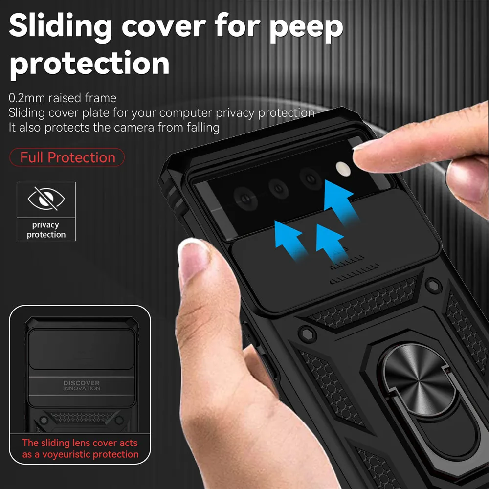 

Pixel 8 Pro 7 A 6A 5G Shockproof Case For Google Pixel 7 Pro Slide Lens Camera 360 Protect Ring Back Cover Pixel 6 Pro 7A Etui