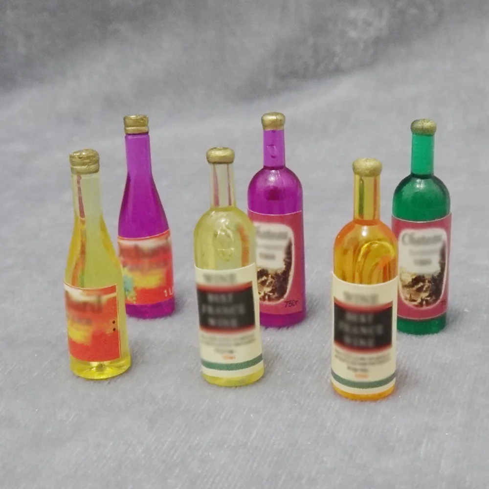 

1/12 Miniatures 6 Bottles of Wine For DIY Miniature Room Building Kit Decoration Accessories