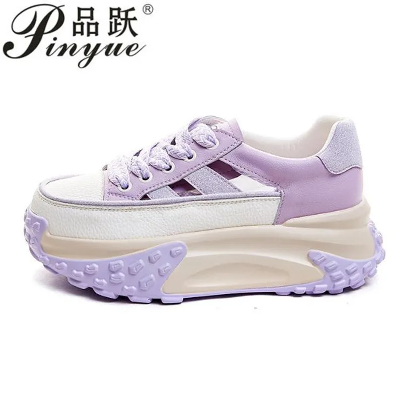 

Heels Women Gothic Thick Bottom Wedge Sandals Black Hollow Out Gladiator Sneakers Woman Punk Leather Chunky Platform Sandals 39