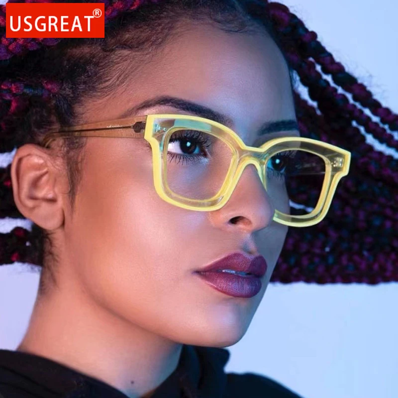

Anti Blue Light Glasses Frames Men Women Square Blocking Eyeglasses Frame Fashion Green/Yellow/Black Vision Spectacles Eyewear