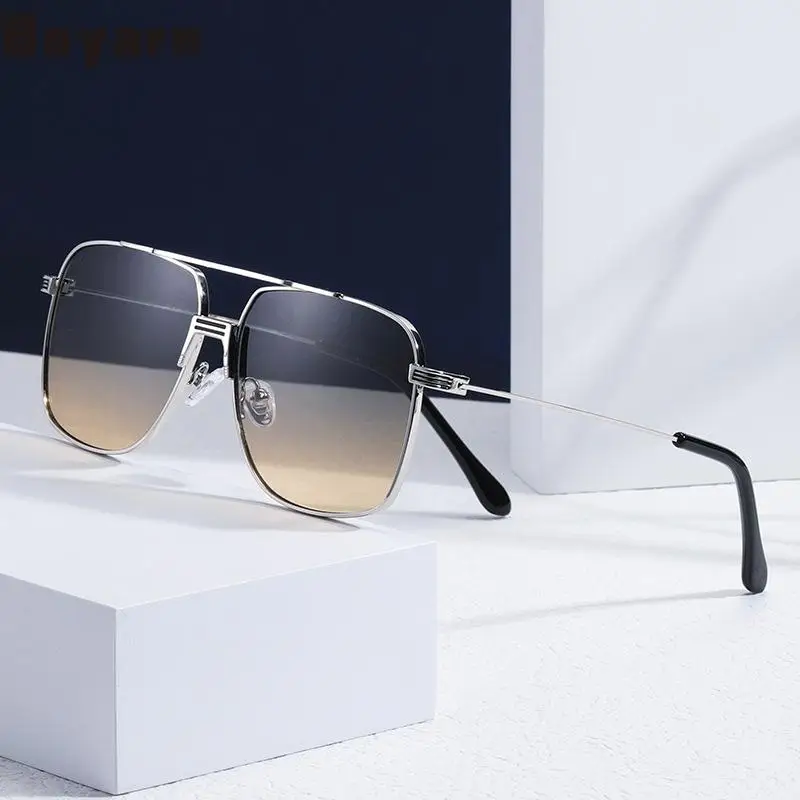 

Boyarn Luxury Brand Design Fashion Metal Double Beam Square Sunglasses Men's Cross-border Gafas de sol Sunscreen Sunglasses Men'