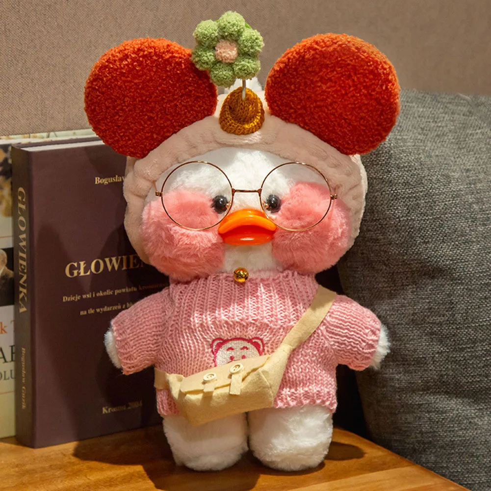 

Lalafanfan Cafe Duck With Cloth Glasses Plush Toy Stuffed Animal Soft Doll Kawaii Cute Pillow Creative Birthday Gift For Childre