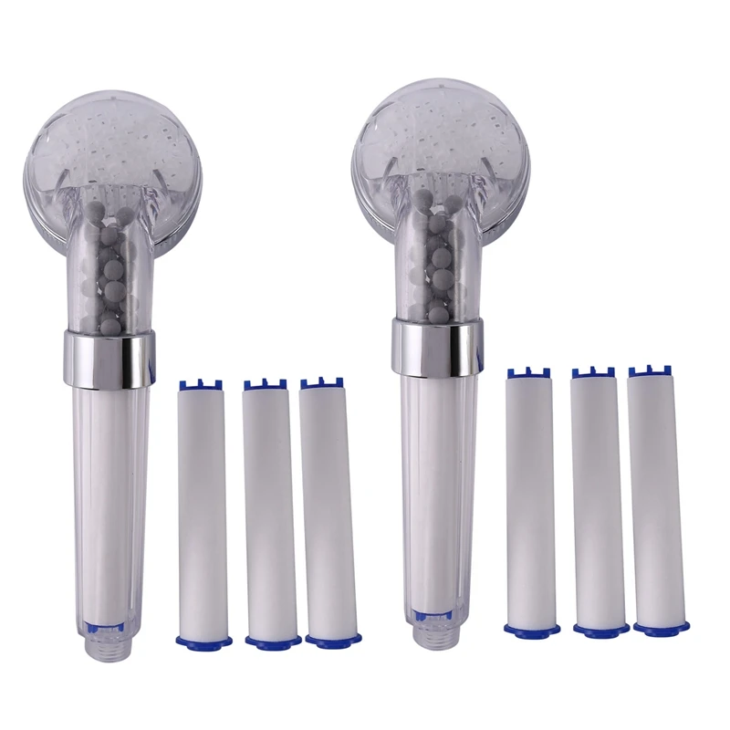 

2 Set Negative Ions Bathroom Handheld Shower Water Saving Head Set With 3 Filters Portable Shower Head Hand Shower