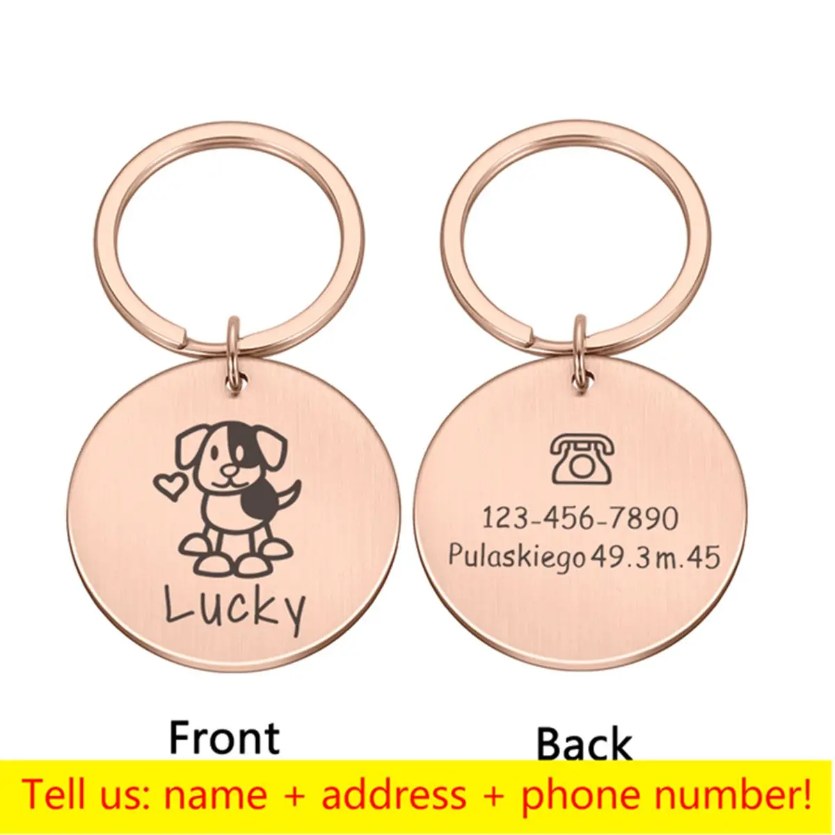 

Personalized Pet ID Tag Key Chain Engraved Pet ID Name For Cat Dog Collar Tag Pendant Keyring Pet Accessories Collier Chiot