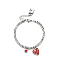 red heart pendant bracelet crystal zircon round turkish evil eye hand hamsa fashion uno jewelry for women men