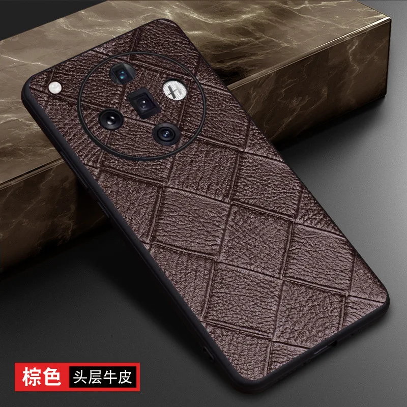 Wobiloo Роскошный телефон из натуральной кожи с рисунком ромбиками для Oppo Find X7 Pro &amp