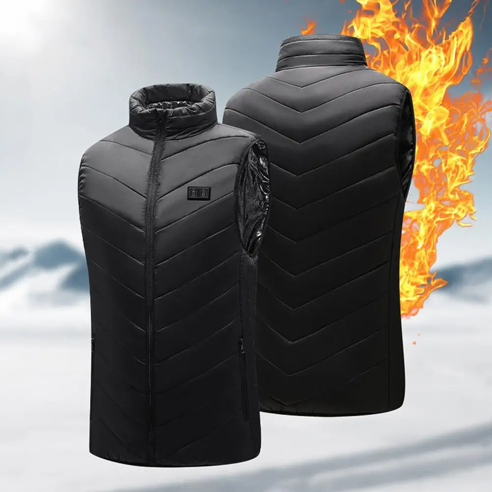 

Стильный мужской жилет с подогревом, моющийся жилет с USB-подогревом, жилет с хлопковой подкладкой и гладкой молнией, 11 зон с подогревом