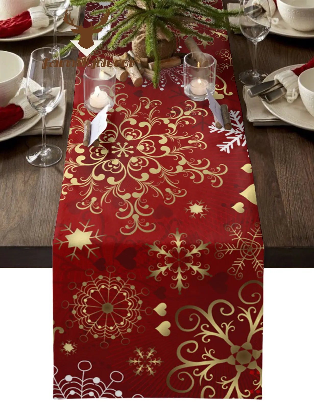 

Christmas Snowflake Texture Table Runners Wedding Centerpiece for Table Home Kitchen Decor Dining Tableware Pads Table Mats