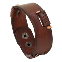 vintage hiphop genuine leather bracelets for men punk handmade braided wrap wristband women male bangles