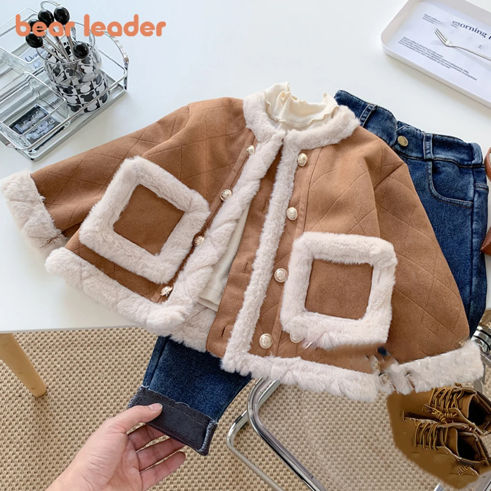 

Bear Leader/осенне-зимняя меховая куртка для мальчиков и девочек; Пальто; Модная детская одежда; Кардиган для девочек; От 2 до 7 лет; Детская верхня...