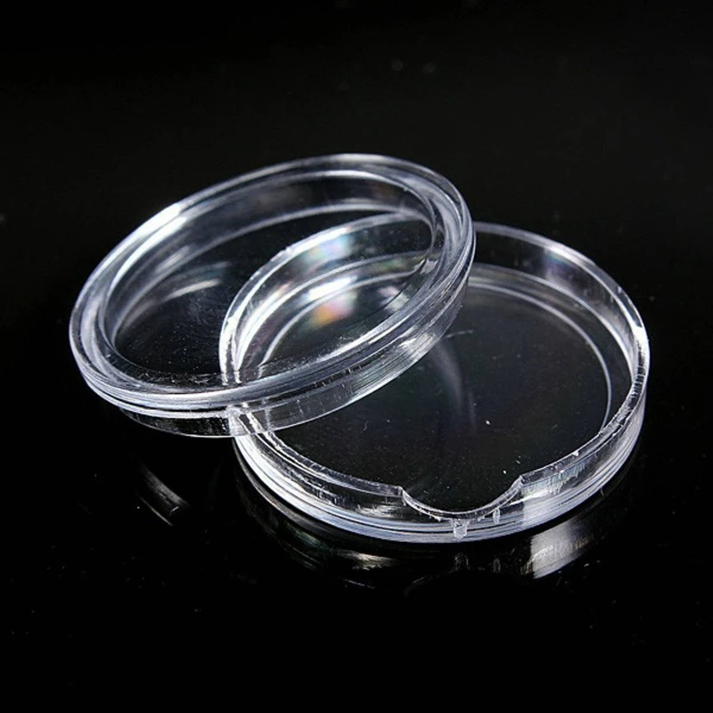 50 Pcs Small Round Transparent Plastic Coin Capsules Box 24Mm