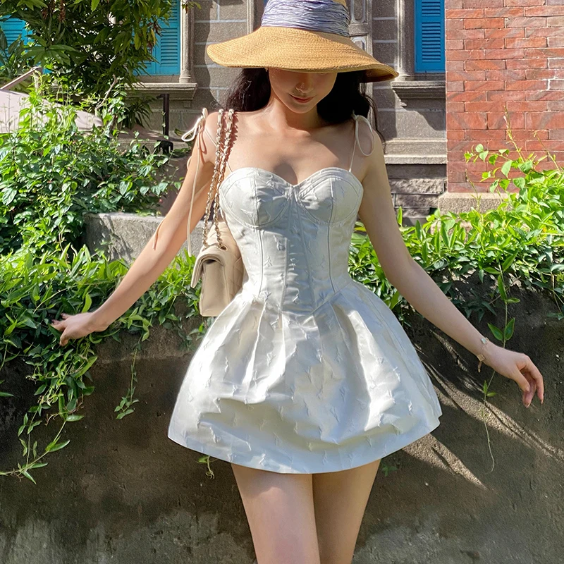 

Giselle White Sleeveless Small A-line Suspender V-neck Dress Summer 2022 New Skirt Women Elegantes Prom Evening Dresses Party