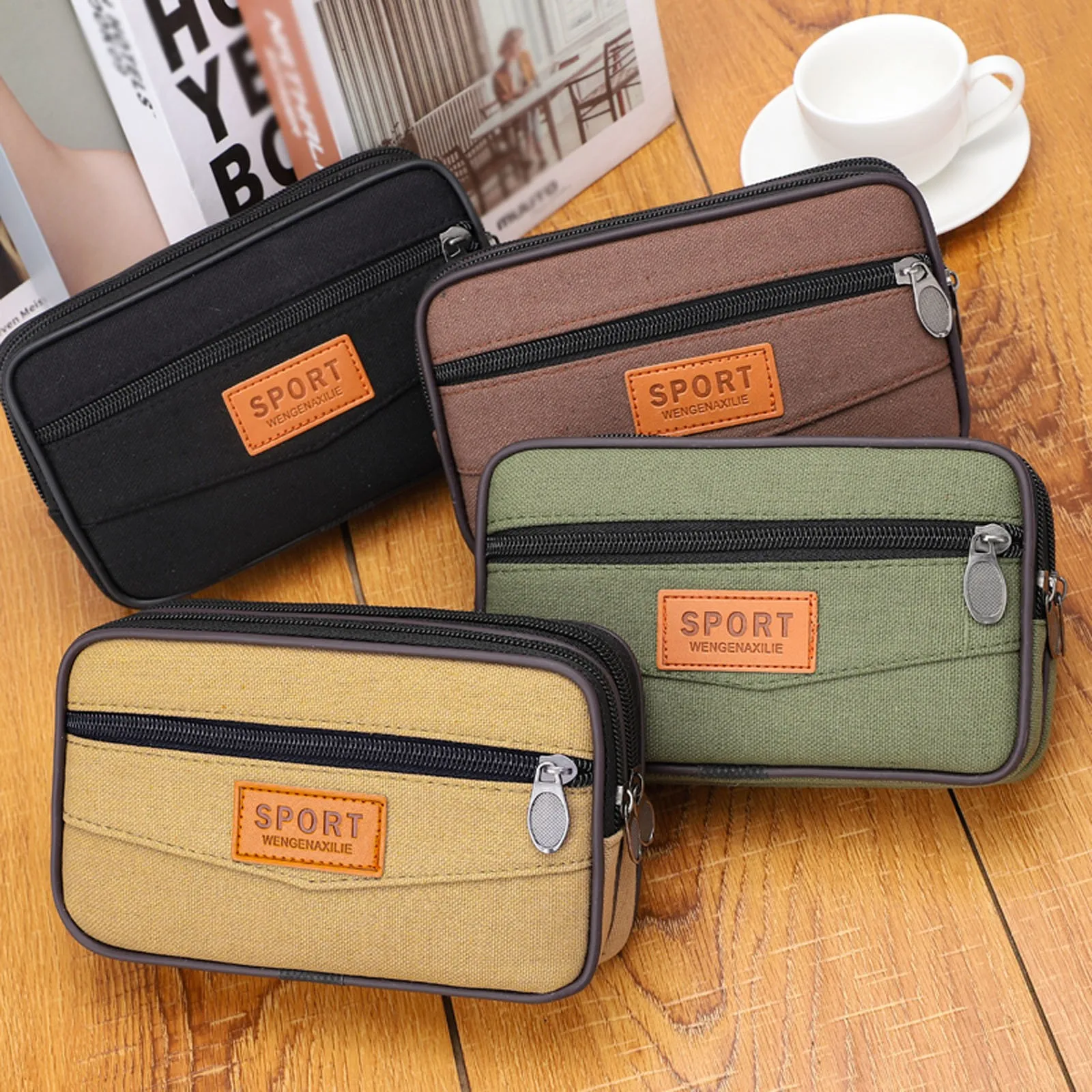 

Waist Neutral Purse Proof Wallet Bag Zipper Bag Water Phone Coin Canvas Fashion Color Biker Shorts Packs for Women High Waist