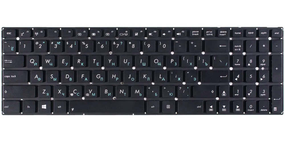 Клавиатура черная без рамки для Asus X555DA |