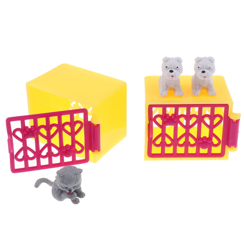 

1set Dollhouse Scene Display Dog House Dog Cage Toy Mini Plastic Pet Kennel Decoration Kids Toy Gift Accessories