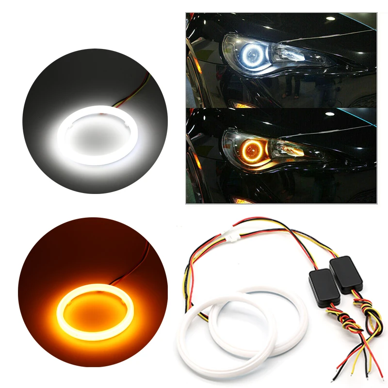 

2 Pieces 4014 Angel Eyes 60mm 70mm 80mm 90mm 95mm 100mm 110mm 120mm Halo Ring LED Headlight Bulb Car Motorcycle DRL Fog Light