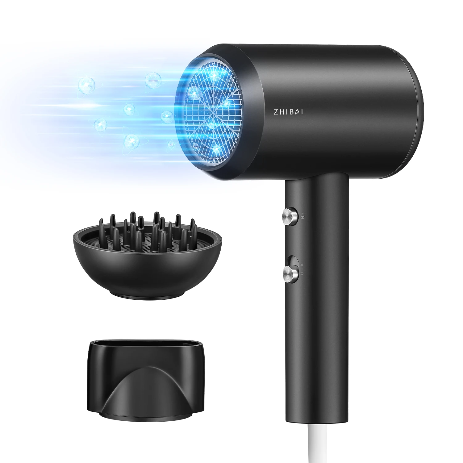 

ZHIBAI Negative Ion Hair Dryer Professional Hair Dryer with Nozzles and Diffuser 1800W Blow Dryer Powerful Quick Dry Air Dryer