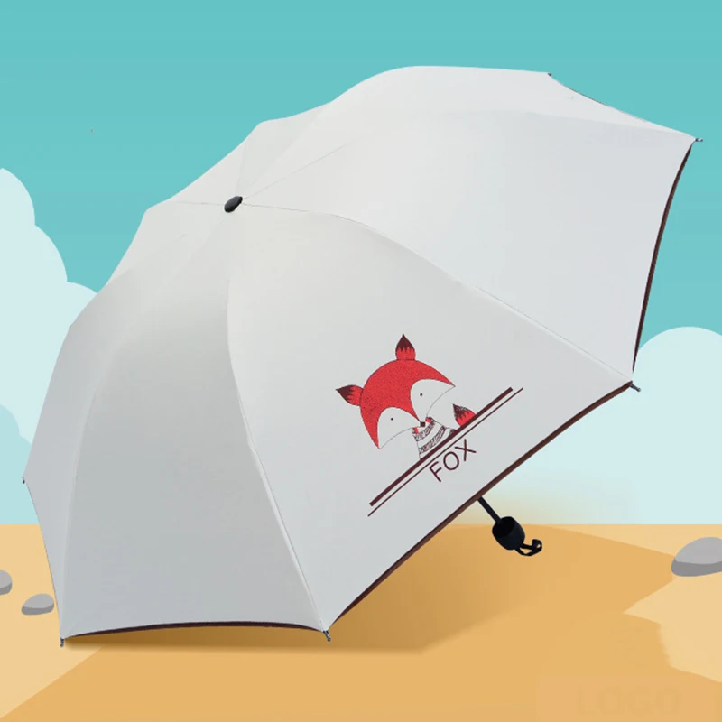 Креативный корейский складной мультяшный солнцезащитный зонтик с черным