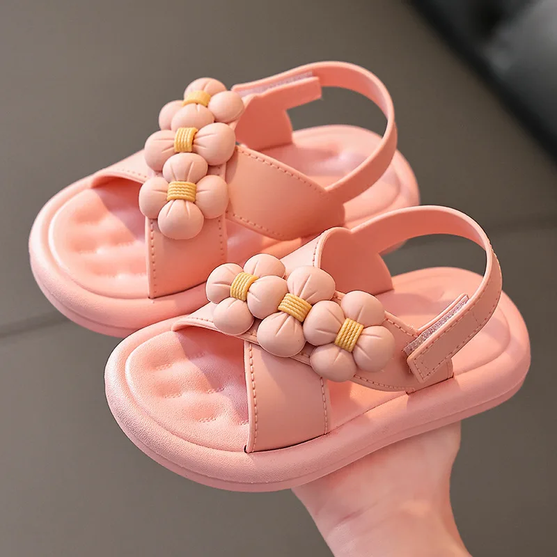 2022 New Flower Sweet Cute Children Sandals Toddler Baby Soft Casual School Girl Shoes Beach Sandals Summer Little Girls Sandals