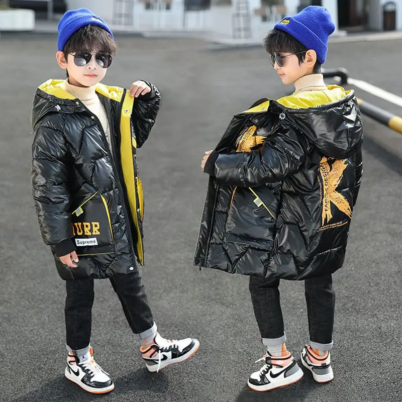 

Children's Clothes Boys Thickened Cotton Padded Jacket Winter Kids Coat New 12 14 Years Old Parkas Fashion Waterproof Outerwear