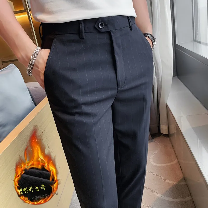 Зимние маленькие мужские брюки в полоску 26 тонкие простые 60 костюмные однотонные