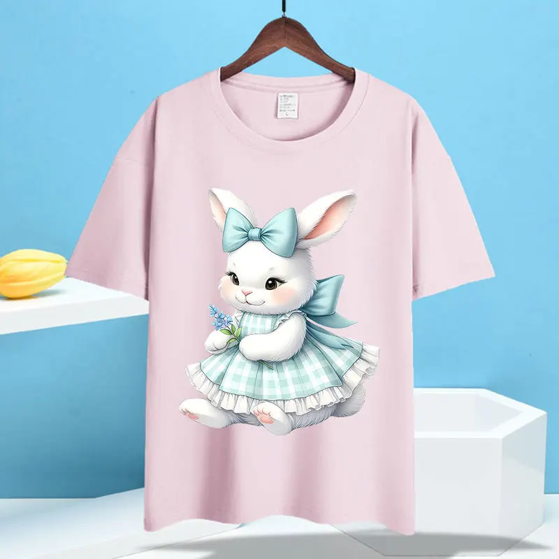 Мультяшные животные милый маленький кролик dtf переводки детская одежда для