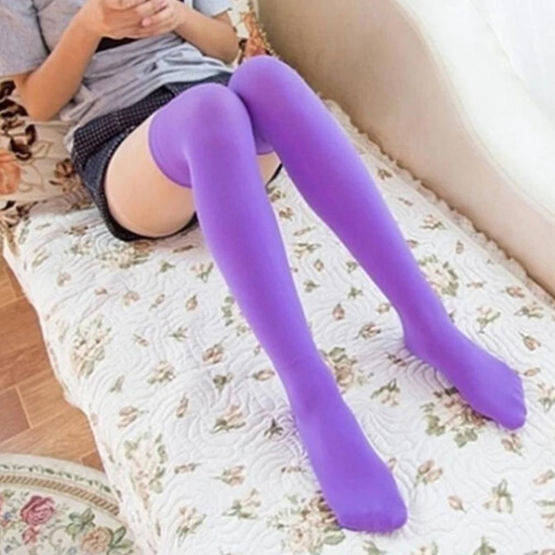 1pair Solid Color Stretch Over Knee Stockings for Women Sexy Medias Warm Stocking Fashion Multicolor Japanese Style Student Sock