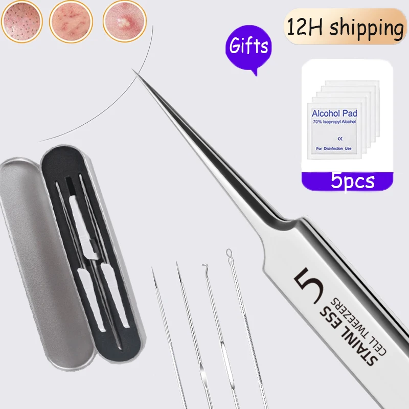 

Acne Removal Kit Blackhead Clip Pimple Tweezer Facial Black Dots Remover Tweezers For Blackheads Acne Needle Tool Beauty Health