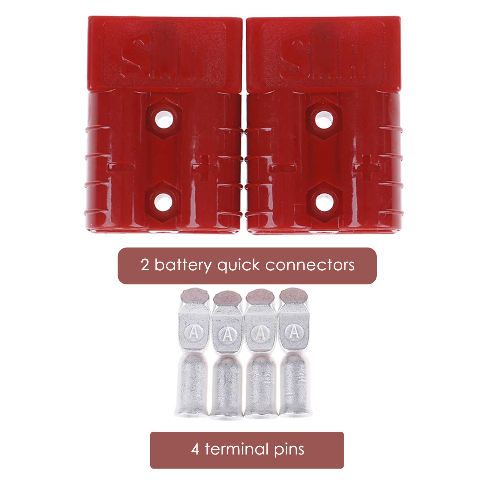 

2PCS X50 A Power Plug Connector Double Pole With Copper Red Color Anti Dust Cover Solar Heavy Duty Quickly Connect