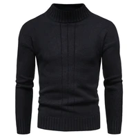 new autumn o neck knitwear black casual pullover long sleeved sweater men high collar bottoming shirt thick warm mens clothing