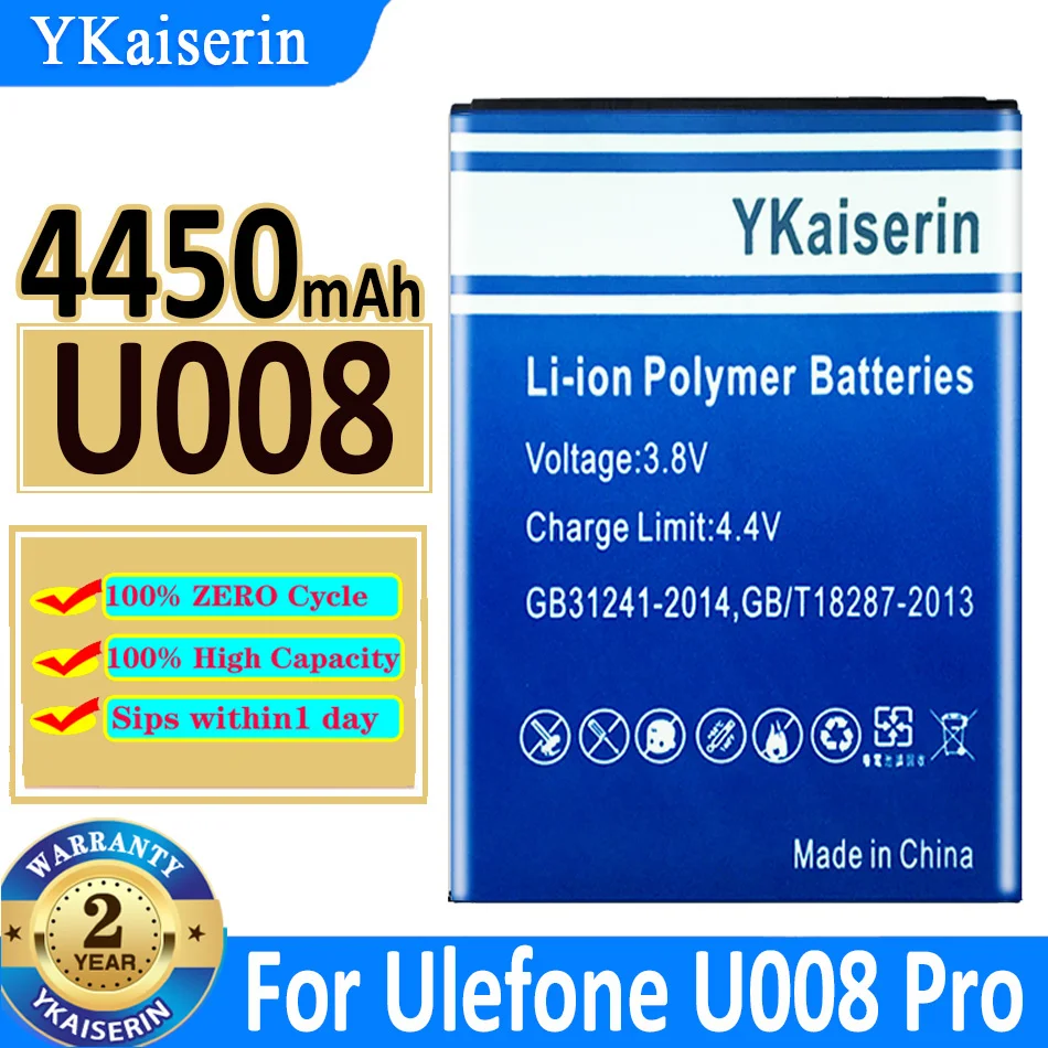 

YKaiserin Battery U008 4450mAh Replacement Battery For Ulefone U008 Pro U008Pro 4G 5.0 Inch MTK6737 High Capacity Batterij