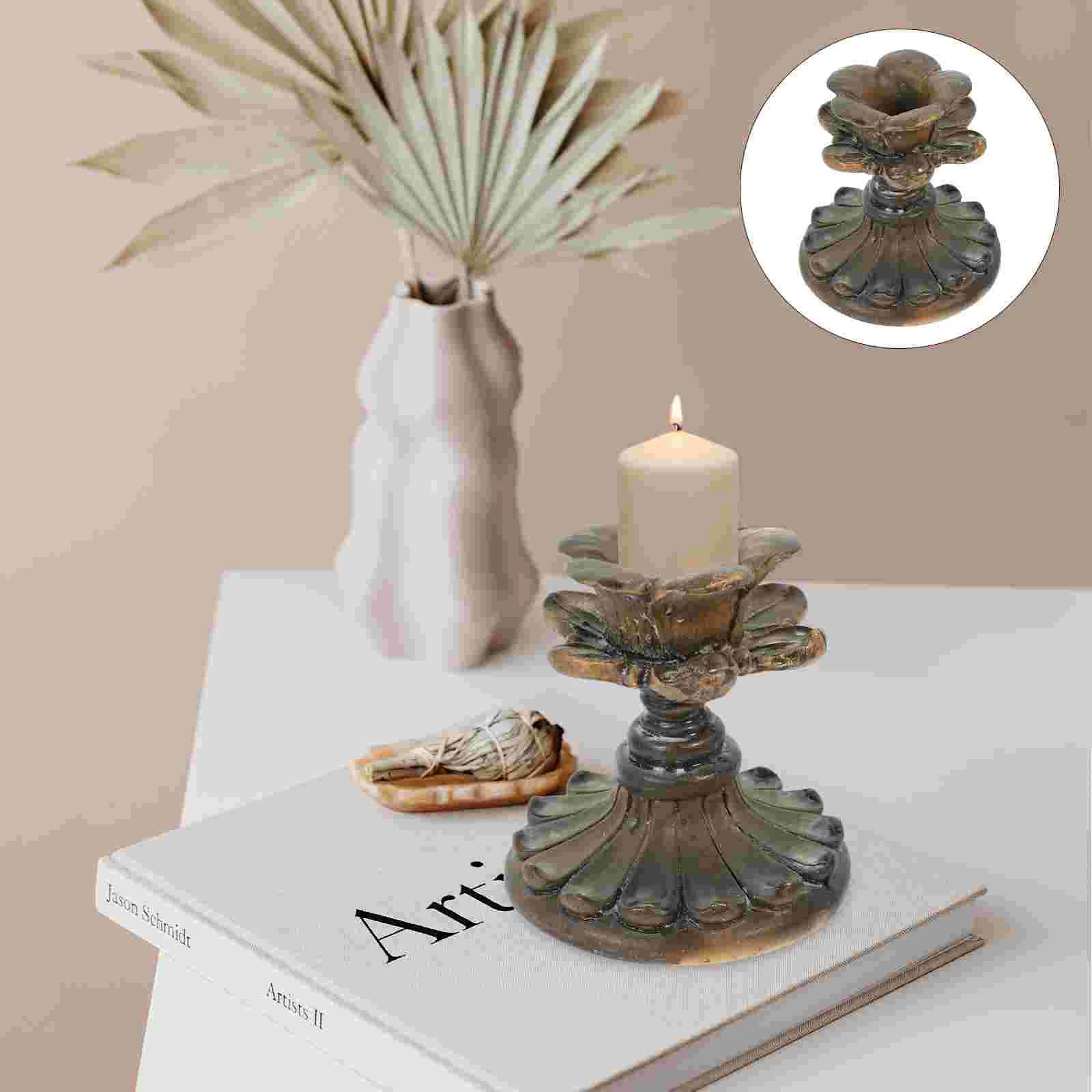 

Holder Holders Candlestick Stand Table Pillarvintage Retro Rustic Resin Wedding Dining Carved Candlelight Candlesticks