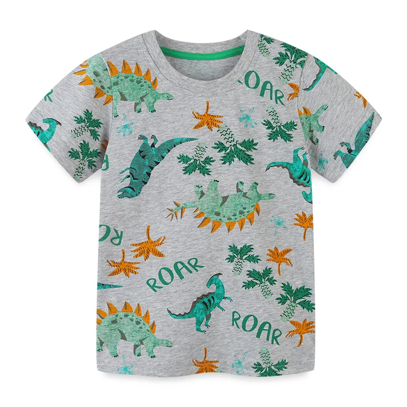 

European and American Style Boy's T-shirt Short Sleeve Knitted Cotton Summer New Children's T-shirt Printed Bottom Shirt