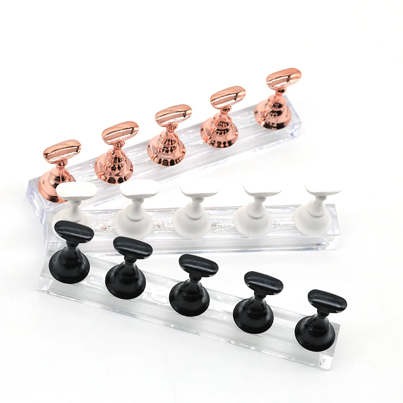1pc fake nails art display chess board magnetic stand 5 tips practice training holder set polish gel color chart manicure tool free global shipping