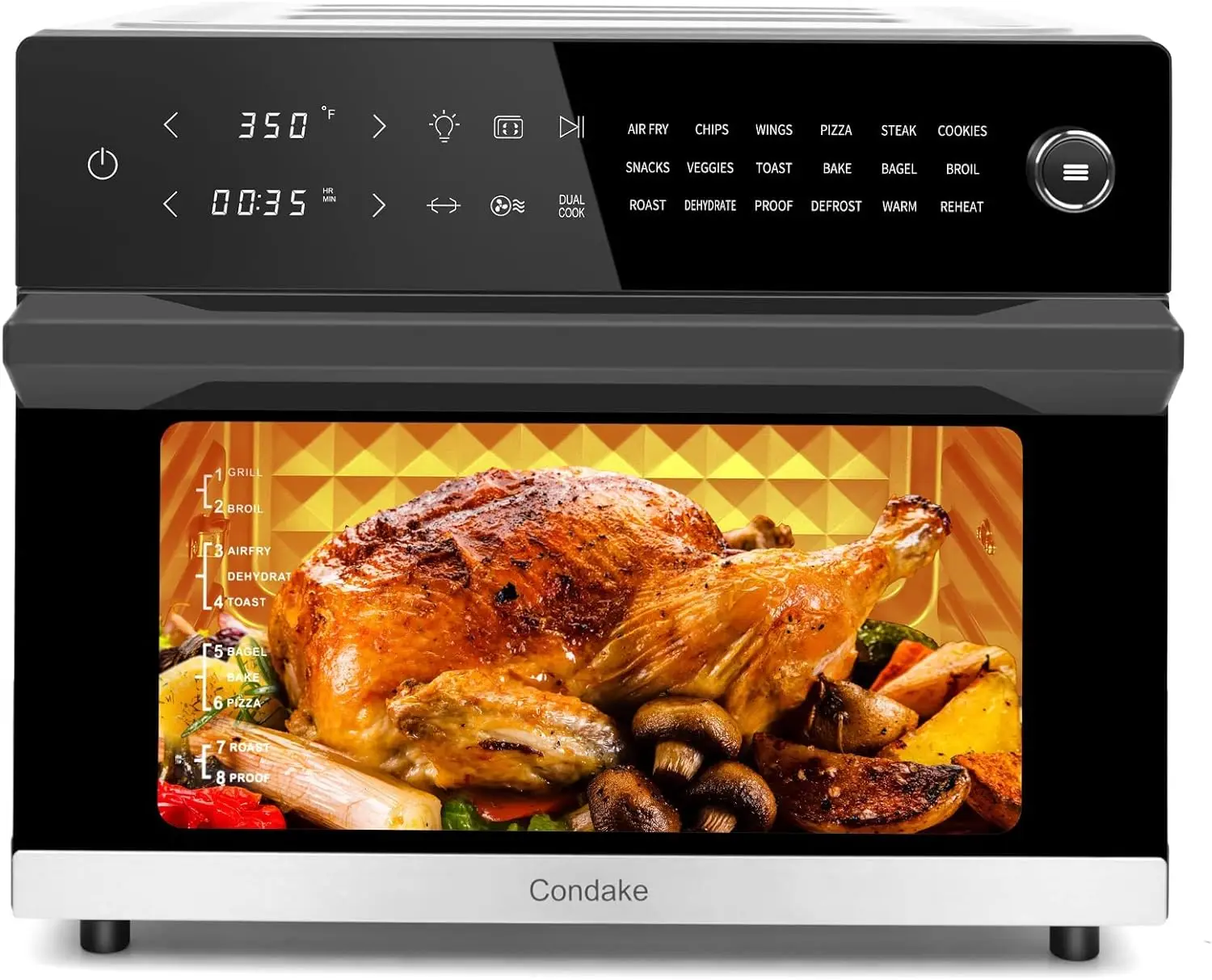 

Large Air Fryer Oven Toaster Oven Combo with Rotisserie 18-in-1 Convection Oven Countertop LED Touch and Knob Design Digital Ove