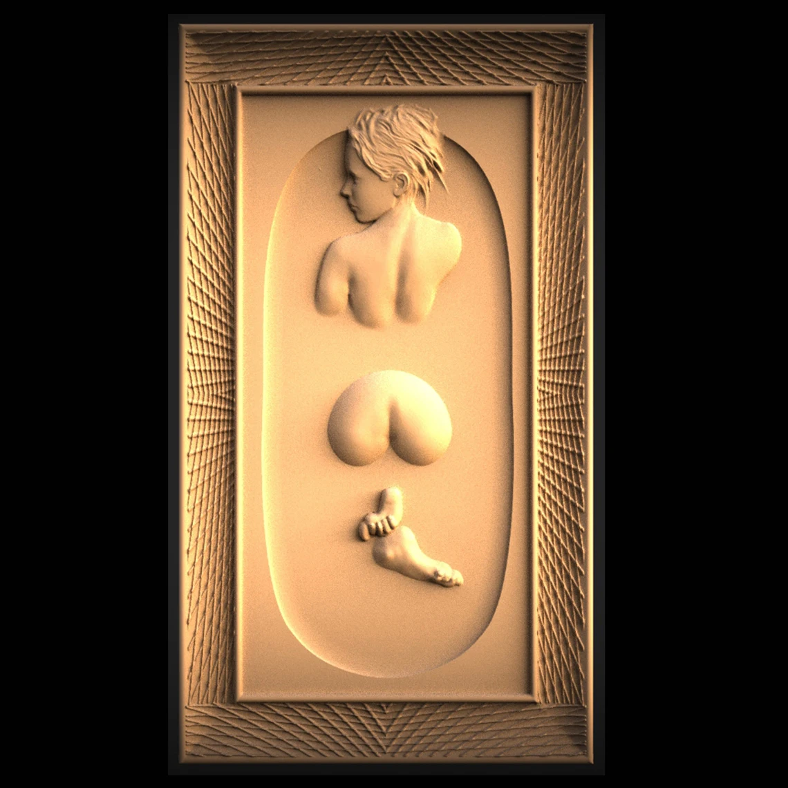 

3D Model STL File Sexy Girl in Bathtub Wall Décor Door Frame for CNC Router Engraving Support ZBrush Artcam Aspire Cut3d