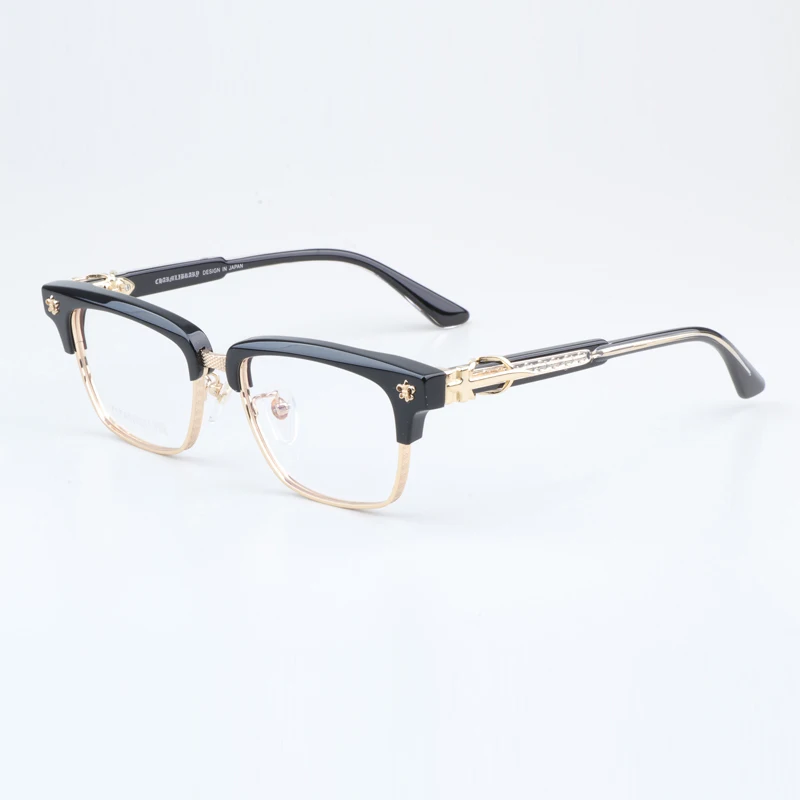 

Basames Rectangle Eyebrow Frames for Men Women Browline Eyeglasses Optical Prescription Glasses Luxury Designer Eyewear CH8206