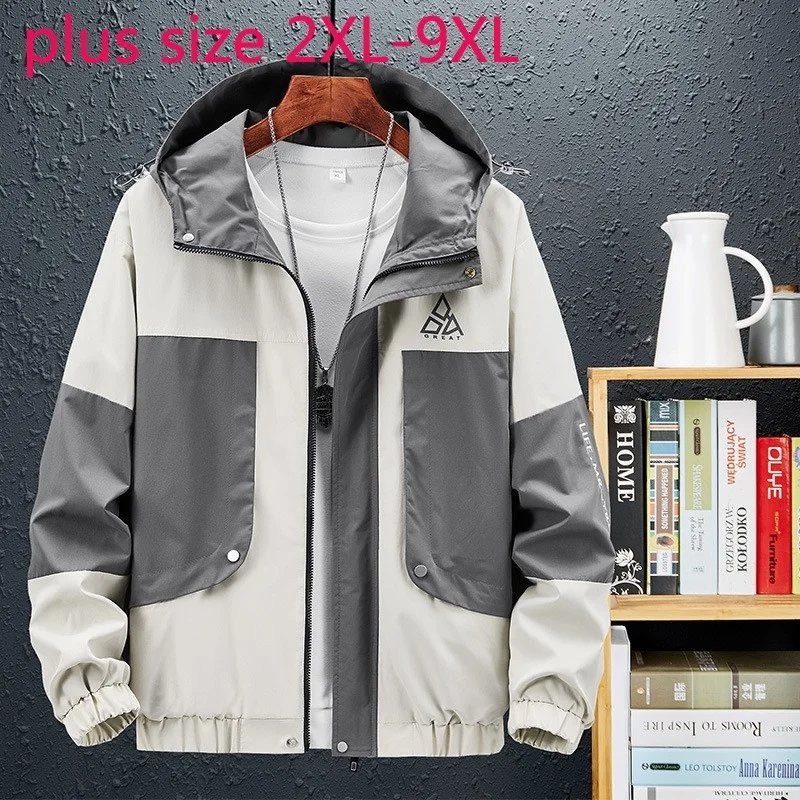 

New Arrival Super Large Autumn And Winter Young Men Jacket Hooded Jackets Casual Coats Plus Size 2XL 3XL 4XL 5XL 6XL 7XL 8XL 9XL