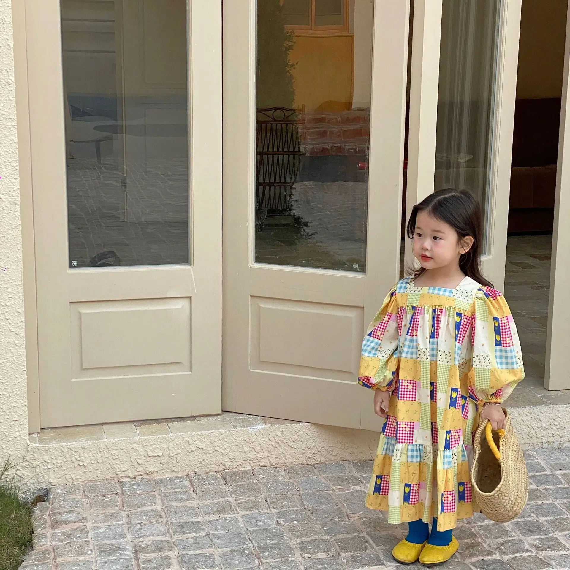 

Girls' Clothes Spring 2022 New Middle and Small Girls' Baby Dress Vintage Printed Cotton Skirt Korean Long Skirt