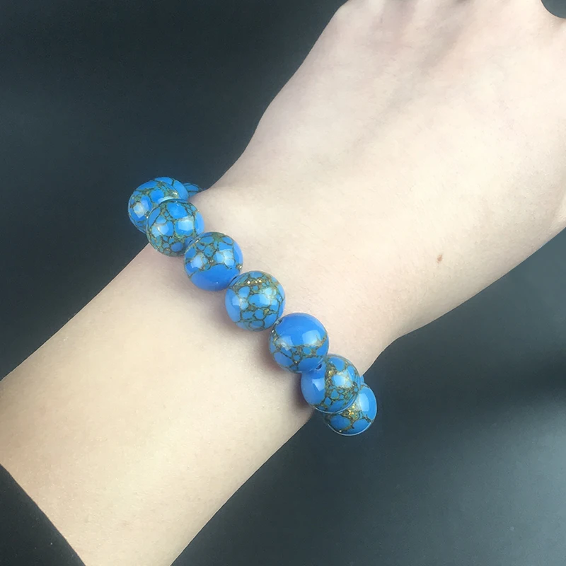 

Bead Popular Jewelry Accessories Making DIY Round Dark BLue Shell Turquoises Stone Jade For Women Necklace Bracelet Gift Pulsera